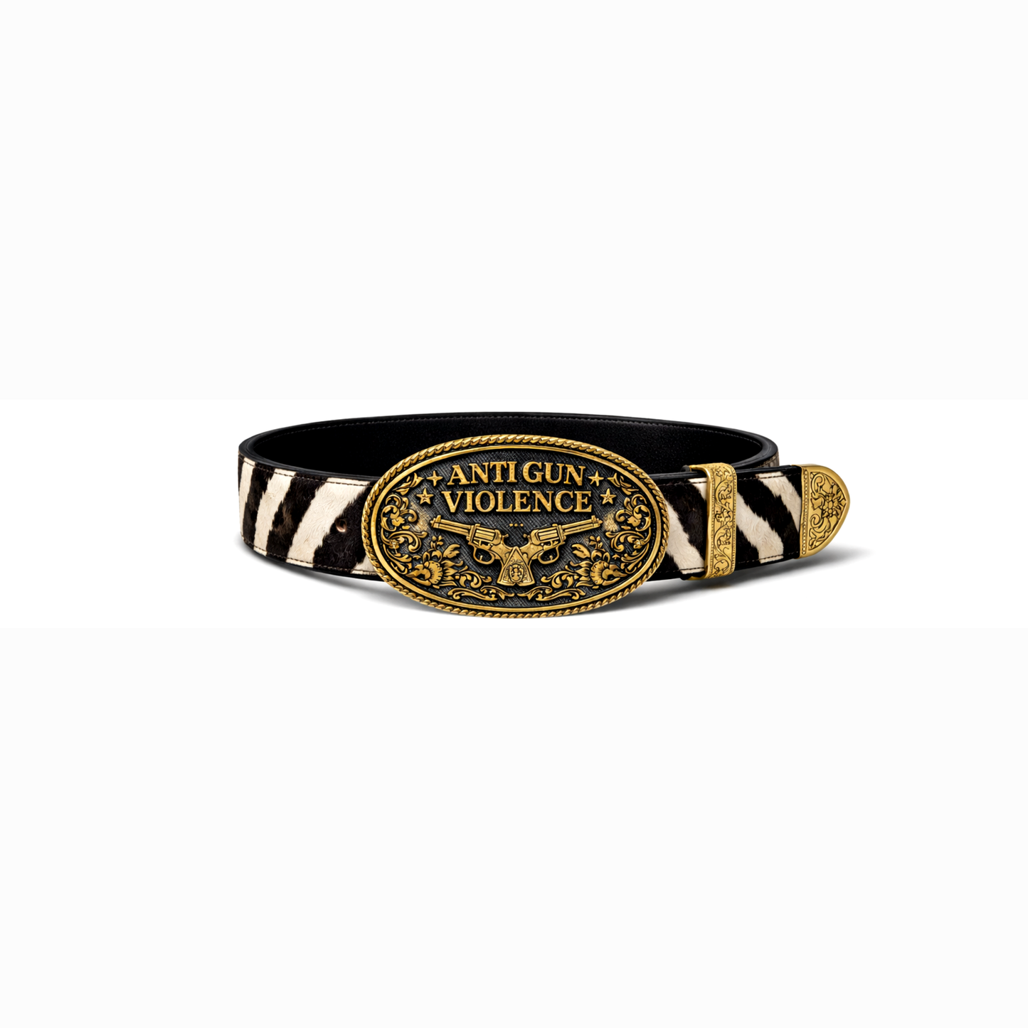 Zebra Anti Gun Violence Cow Boy Brass