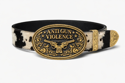 Cowhide two guns brass