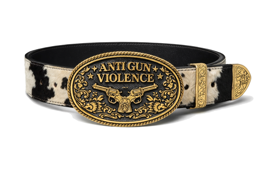 Cowhide two guns brass